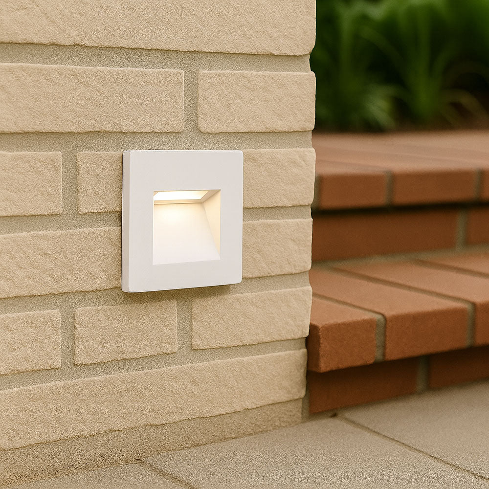 Recessed Indirect Square Wall Step Brick Stair Light for Indoor / Outdoor | LED CCT 1.5W | IP65 | 3000K, 4000K & 6500K | White