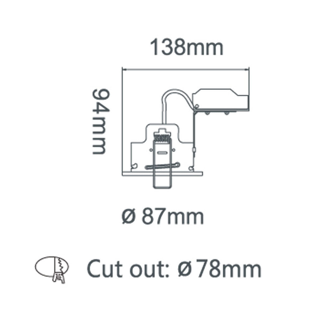 Black Tilt Adjustable Fire Rated GU10 Open Back Downlight | Pressed Steel | IP20 | 30-90 Min Rated