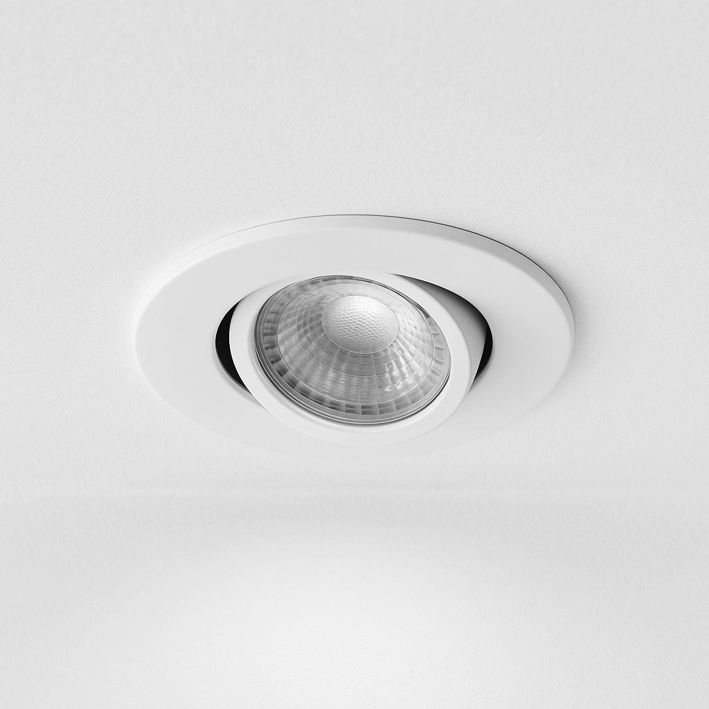White Tilt Adjustable Fire Rated GU10 Open Back Downlight | Pressed Steel | IP20 | 30-90 Min Rated