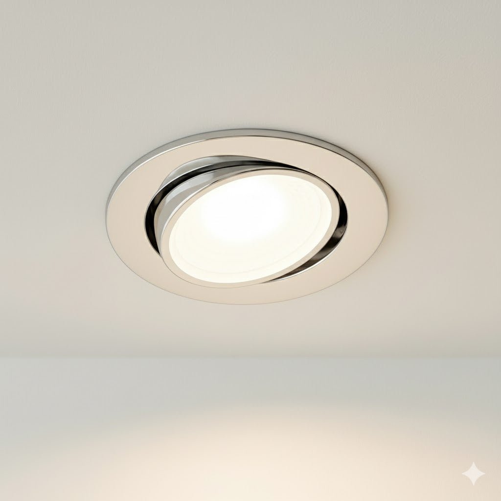Fire Rated Dimmable Tilt Adjustable Downlight | LED 5W 480lm | 4000K Neutral White | IP65 | Polished Chrome - LightHub Direct