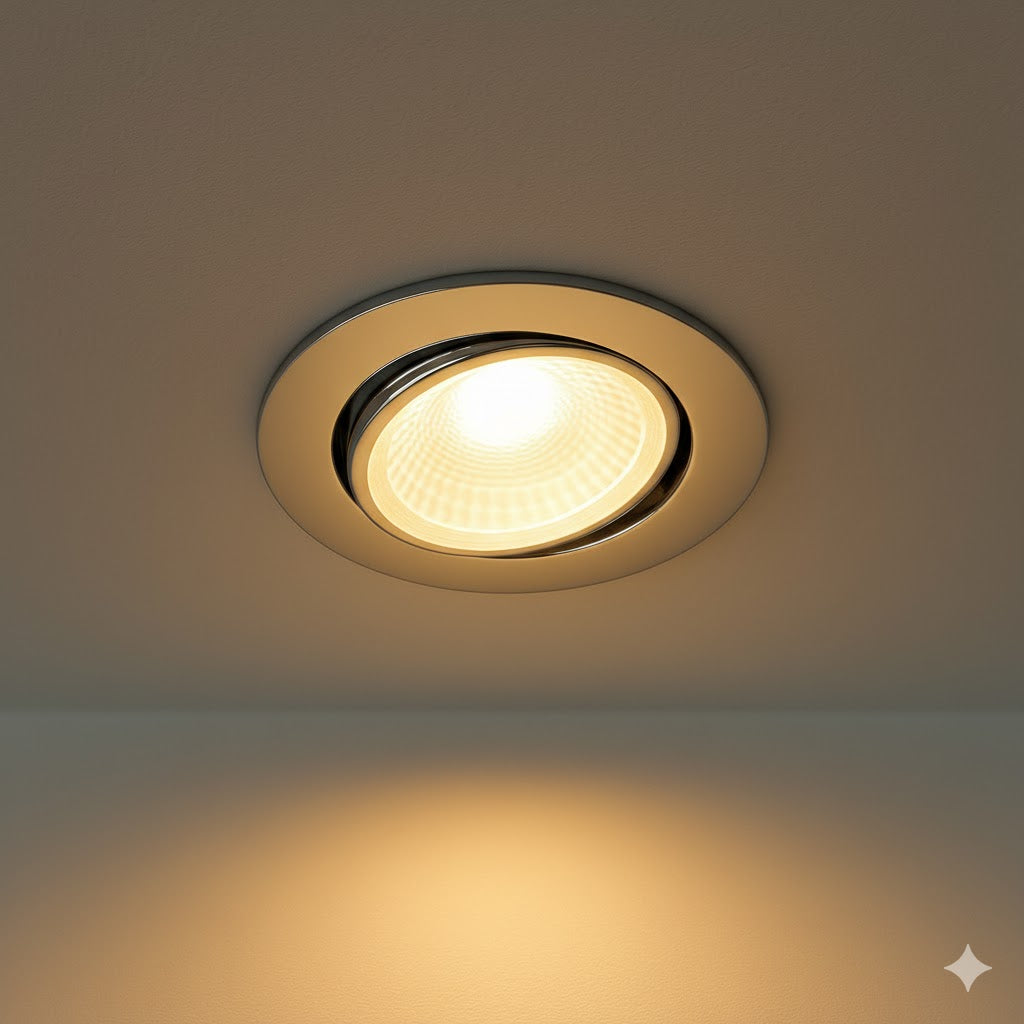 Fire Rated Dimmable Tilt Adjustable Downlight | LED 5W 480lm | 3000K Warm White | IP65 | Polished Chrome