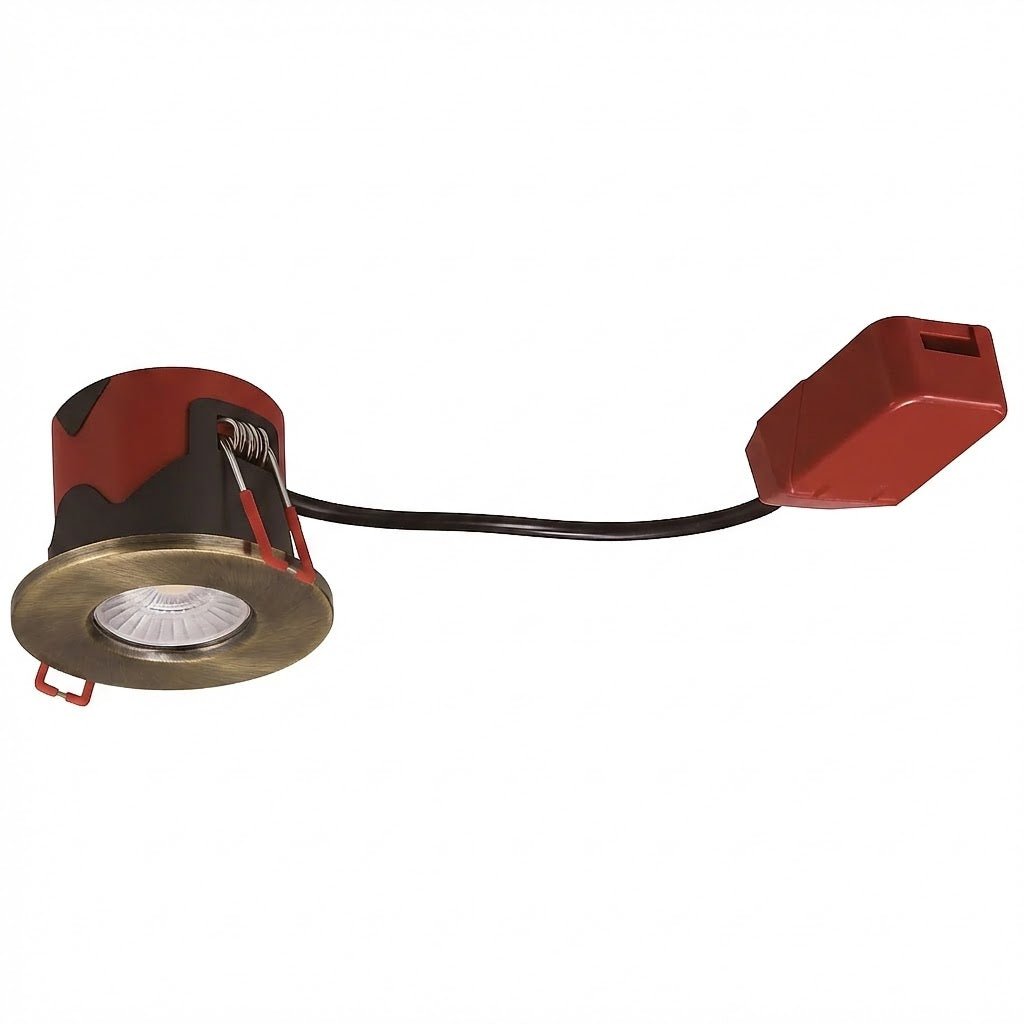 ONYX | Quad - Colour CCT | LED Fire Rated Downlight | Dimmable 7W 750lm | IP65 | Antique Brass - LightHub Direct