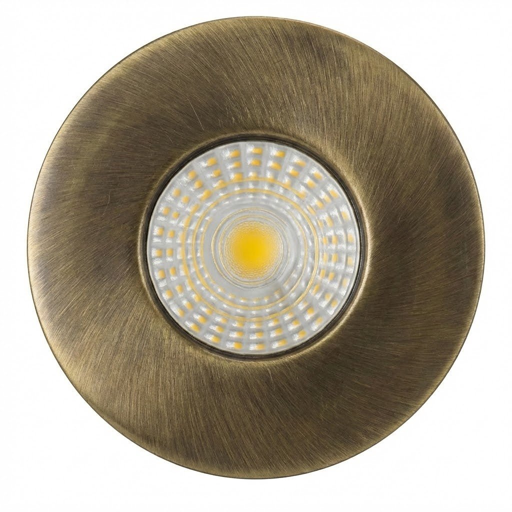 ONYX | Quad - Colour CCT | LED Fire Rated Downlight | Dimmable 7W 750lm | IP65 | Antique Brass - LightHub Direct