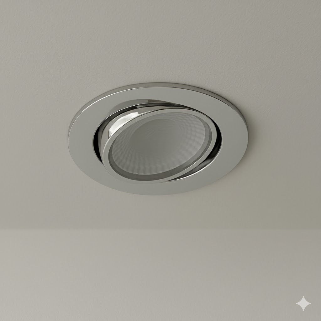 Fire Rated Dimmable Tilt Adjustable Downlight | LED 5W 480lm | 3000K Warm White | IP65 | Polished Chrome