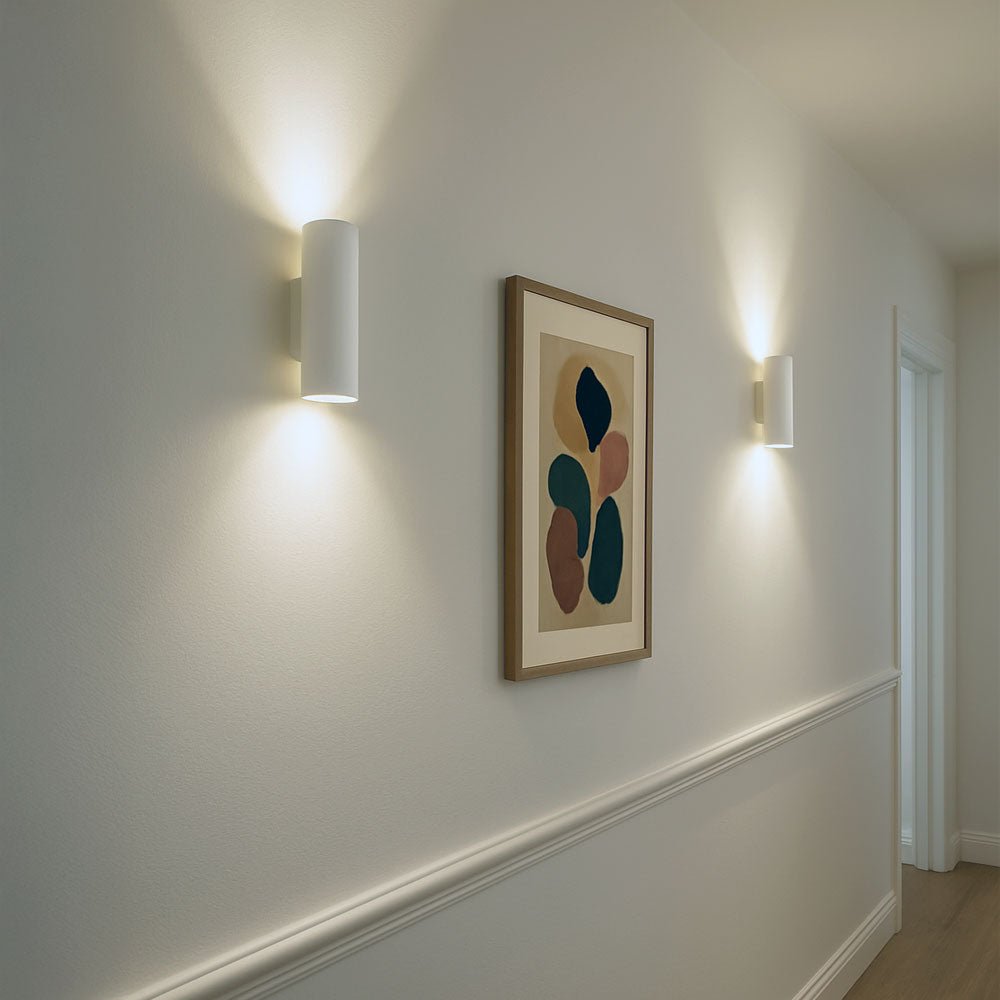BURY Cylinder Paintable Plaster Wall Uplighter Light | GU10 LED Dimmable | Up Down Light Effect - LightHub Direct