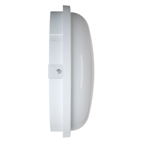 Side of SOHO 15W IP65 Small round ceiling or wall LED bulkhead light in white finish