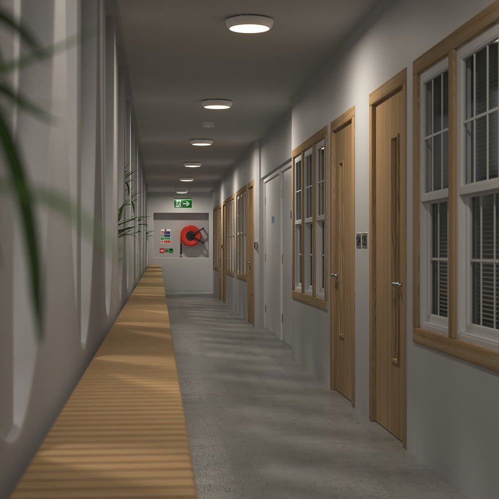 ACTON Slim Bulkhead Light | LED Multi Wattage 1800lm | Tri - Colour CCT | IP65 | 3hr Emergency Function - LightHub Direct