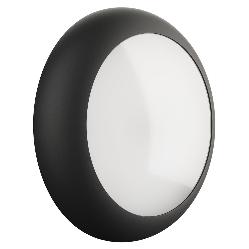 BALHAM PRO Drum Bulkhead Light Fitting | LED Multi Wattage | CCT 5 - Colour | IP65 | Black | 3hr Emergency Function - LightHub Direct