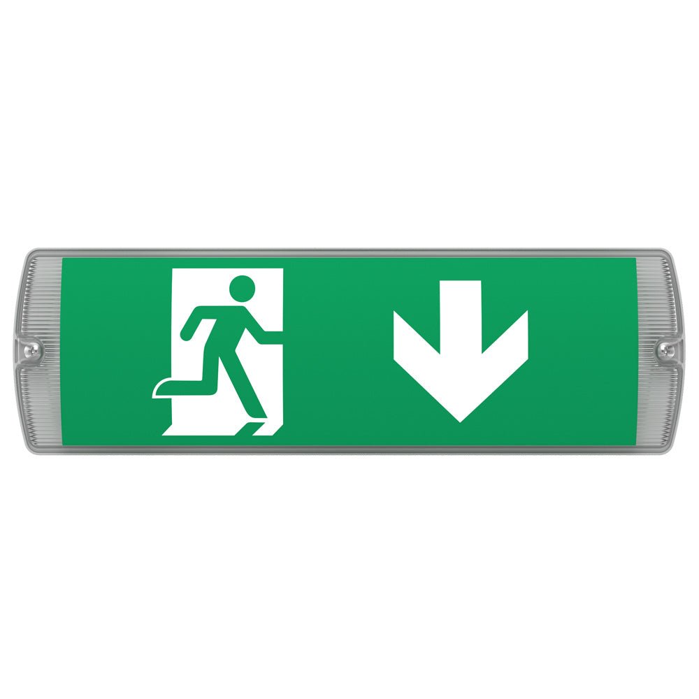 APEX - 4 Rectangle Fire Exit Bulkhead Light Fitting | LED 3.5W 254lm | 4000K Daylight White | IP65 | 3hr Emergency - LightHub Direct