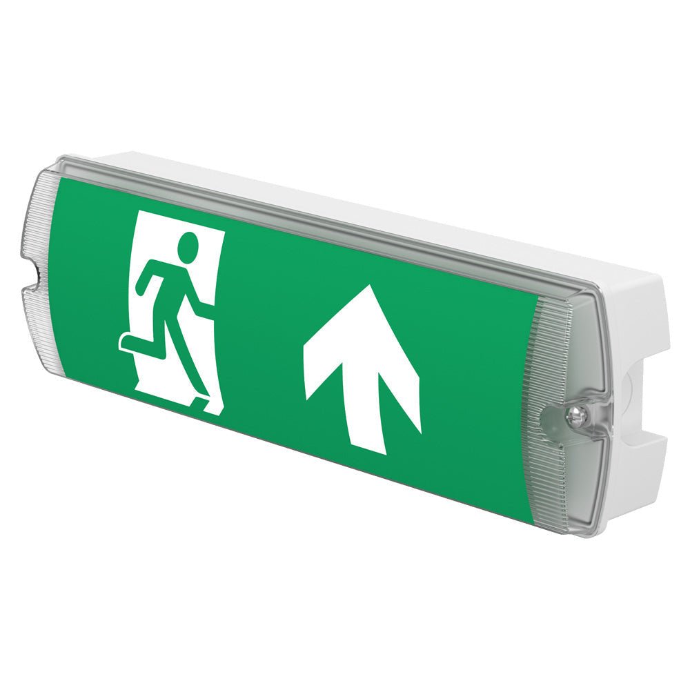 APEX - 4 Rectangle Fire Exit Bulkhead Light Fitting | LED 3.5W 254lm | 4000K Daylight White | IP65 | 3hr Emergency - LightHub Direct