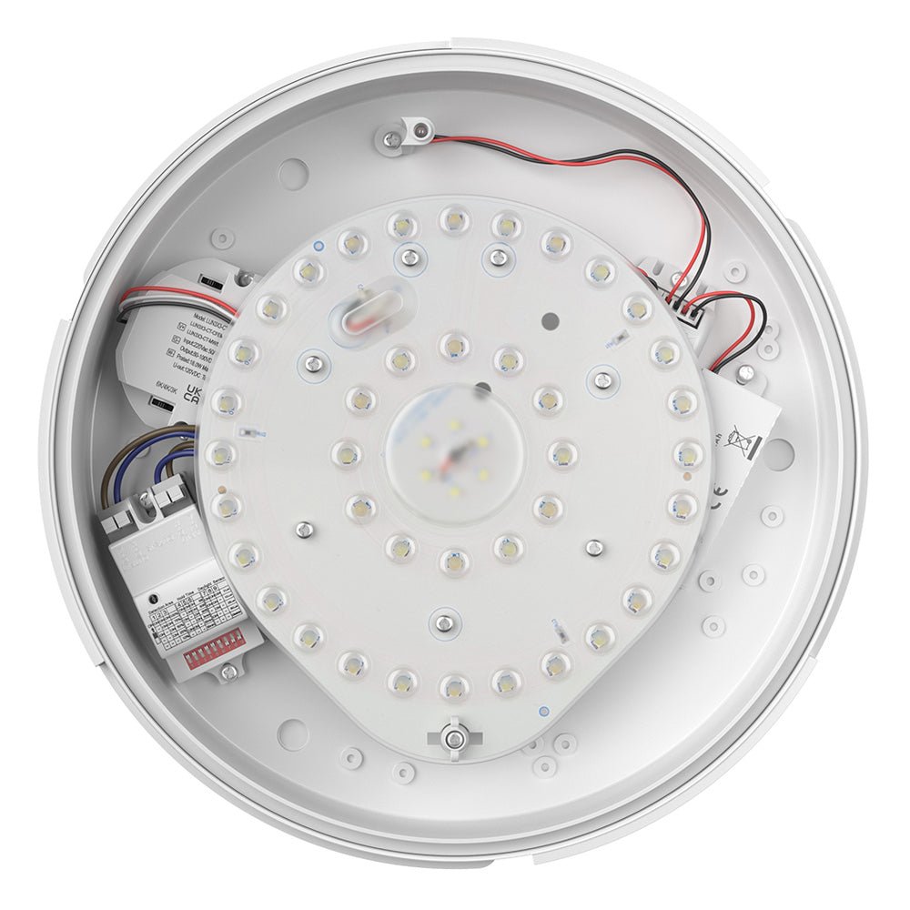 ACTON Slim Bulkhead Light | LED Multi Wattage 1800lm | Tri - Colour CCT | IP65 | Microwave Motion Sensor - LightHub Direct