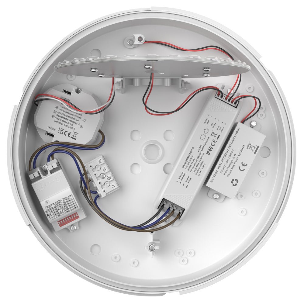 ACTON Slim Bulkhead Light | LED Multi Wattage 1800lm | Tri - Colour CCT | IP65 | Microwave & Corridor Function Sensor | 3hr Emergency - LightHub Direct