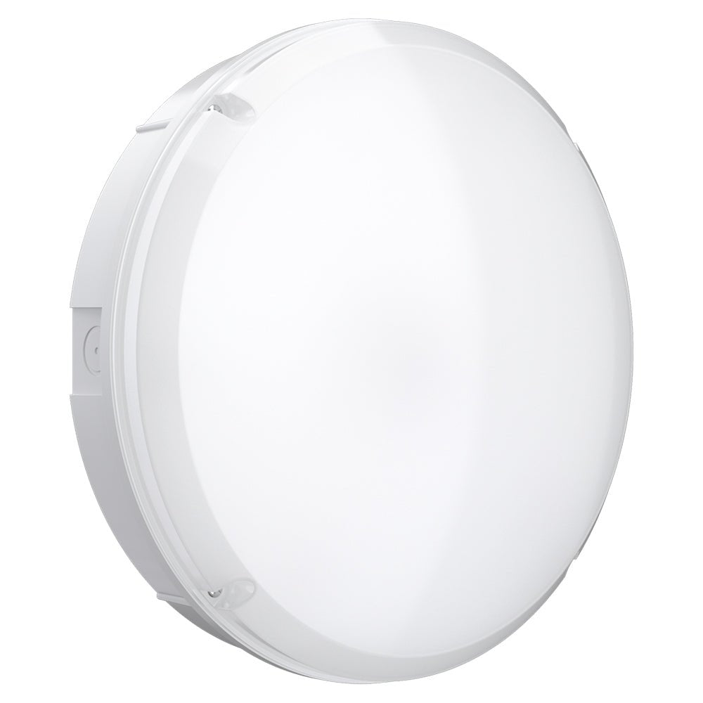 BALHAM PRO Drum Bulkhead Light Fitting | LED Multi Wattage | CCT 5 - Colour | IP65 | White Eyelid | Standard Model - LightHub Direct
