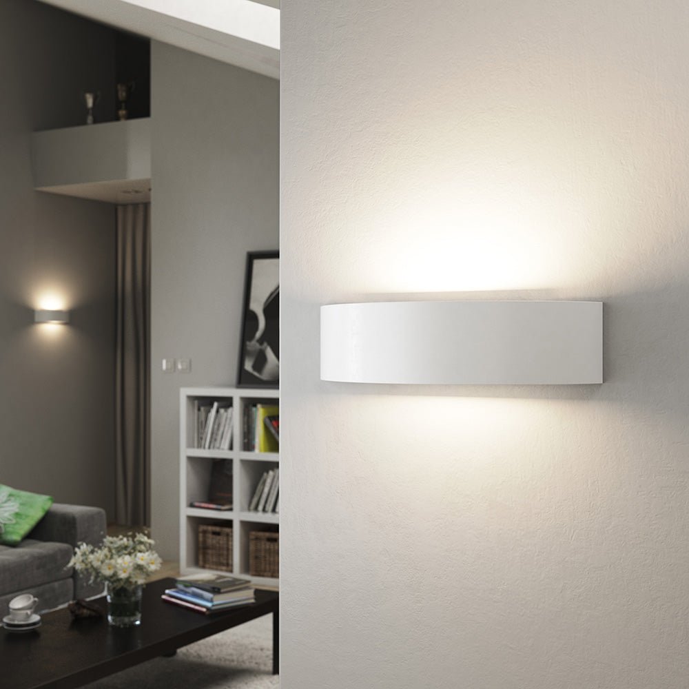 Rectangle Paintable Wall Plaster Uplighter Fitting | E14 (SES) | Up Down Light Effect | 2700K Warm White - LightHub Direct