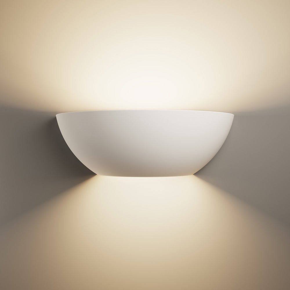 HALKIN Half Moon Plaster Uplighter Fitting | E14 (SES) | Up Down Light Effect - LightHub Direct