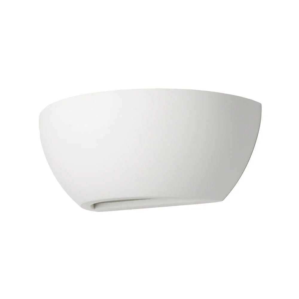 CARTER Half Moon Paintable Plaster Wall Uplighter Light | E14 SES | Up Down Light Effect - LightHub Direct