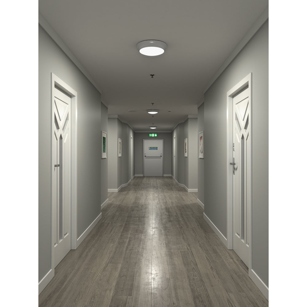 DALSTON 17W LED Microwave Motion Sensor 4000K Round Corridor Ceiling Bulkhead Light White IP65