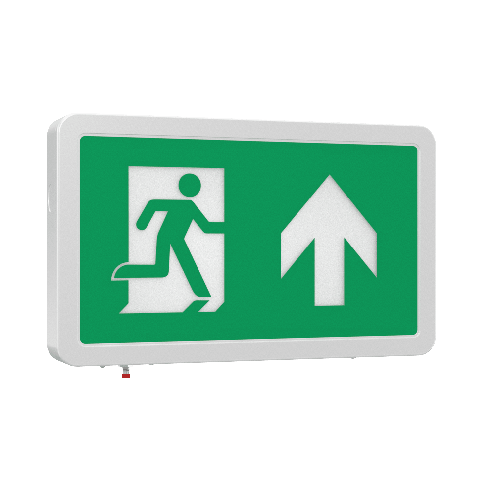 MAGNA Over Door Fire Exit Box Running Man Light | LED 4W 200lm | 6000K Daylight White | IP20 | 3hr Emergency Function | Down Arrow - LightHub Direct