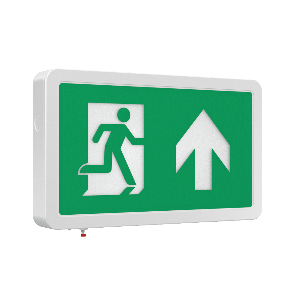 MAGNA Over Door Fire Exit Box Running Man Light | LED 4W 200lm | 6000K Daylight White | IP20 | 3hr Emergency Function | Down Arrow - LightHub Direct