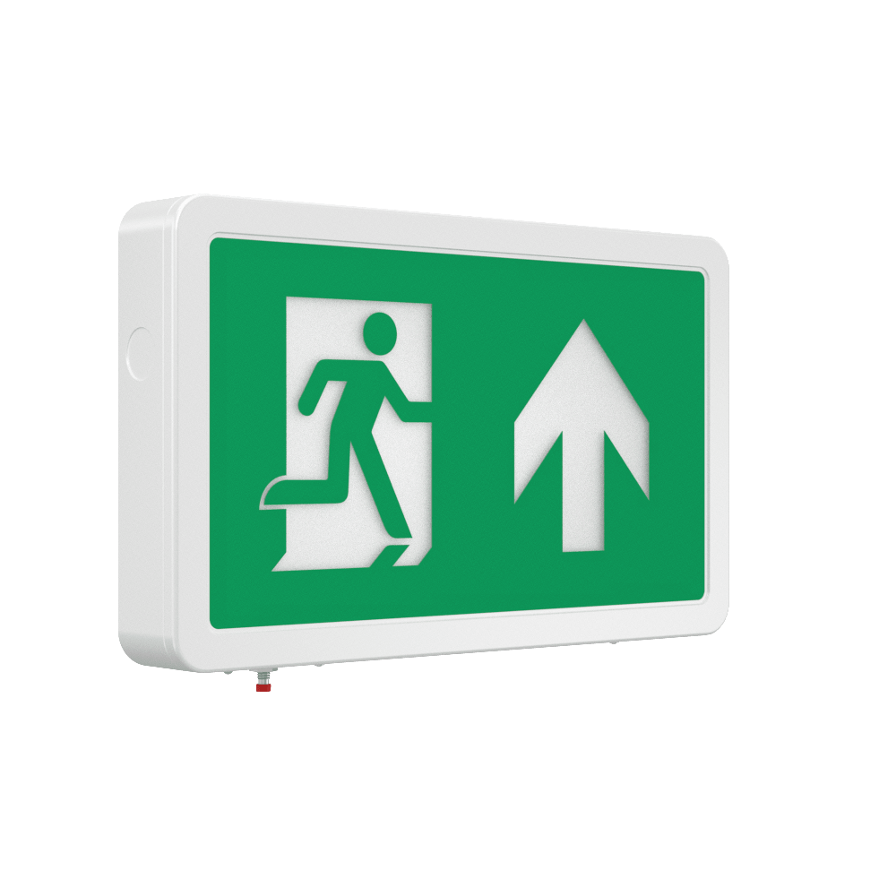 MAGNA Over Door Fire Exit Box Running Man Light | LED 4W 200lm | 6000K Daylight White | IP20 | 3hr Emergency Function | Down Arrow - LightHub Direct