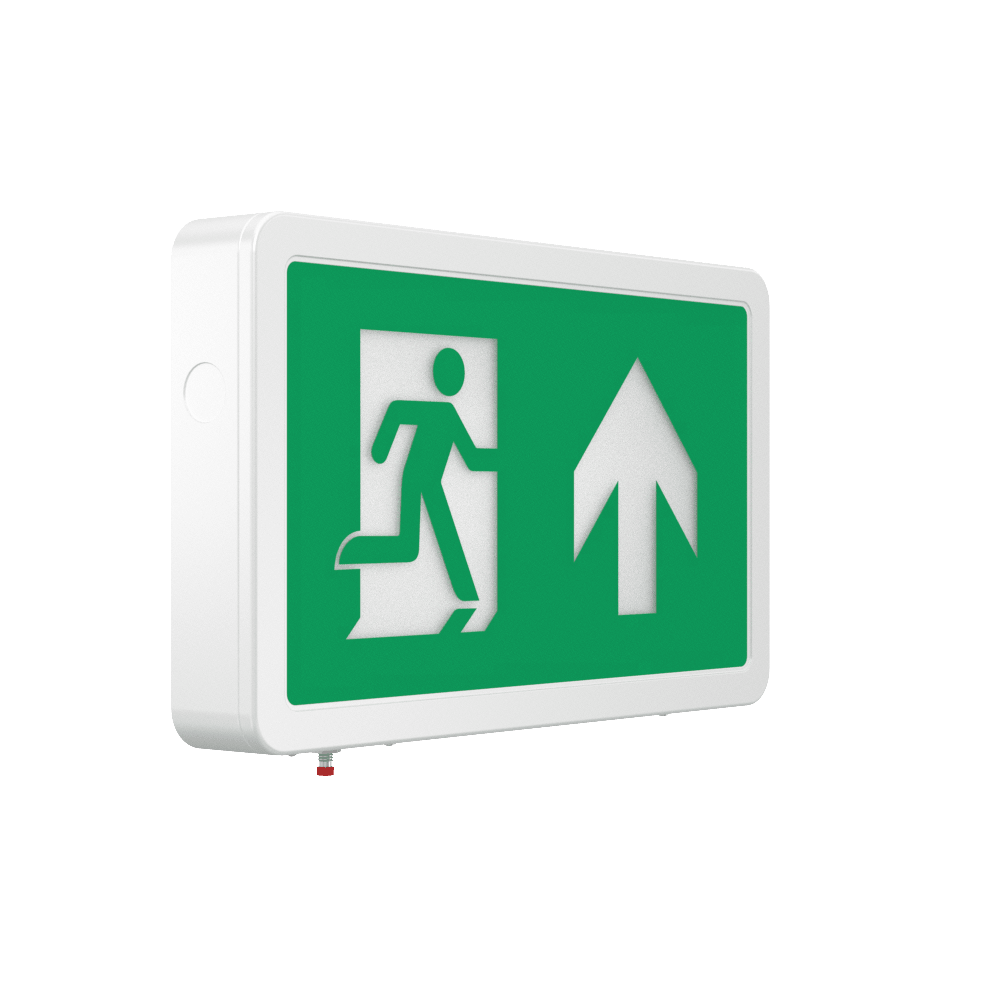 MAGNA Over Door Fire Exit Box Running Man Light | LED 4W 200lm | 6000K Daylight White | IP20 | 3hr Emergency Function | Down Arrow - LightHub Direct