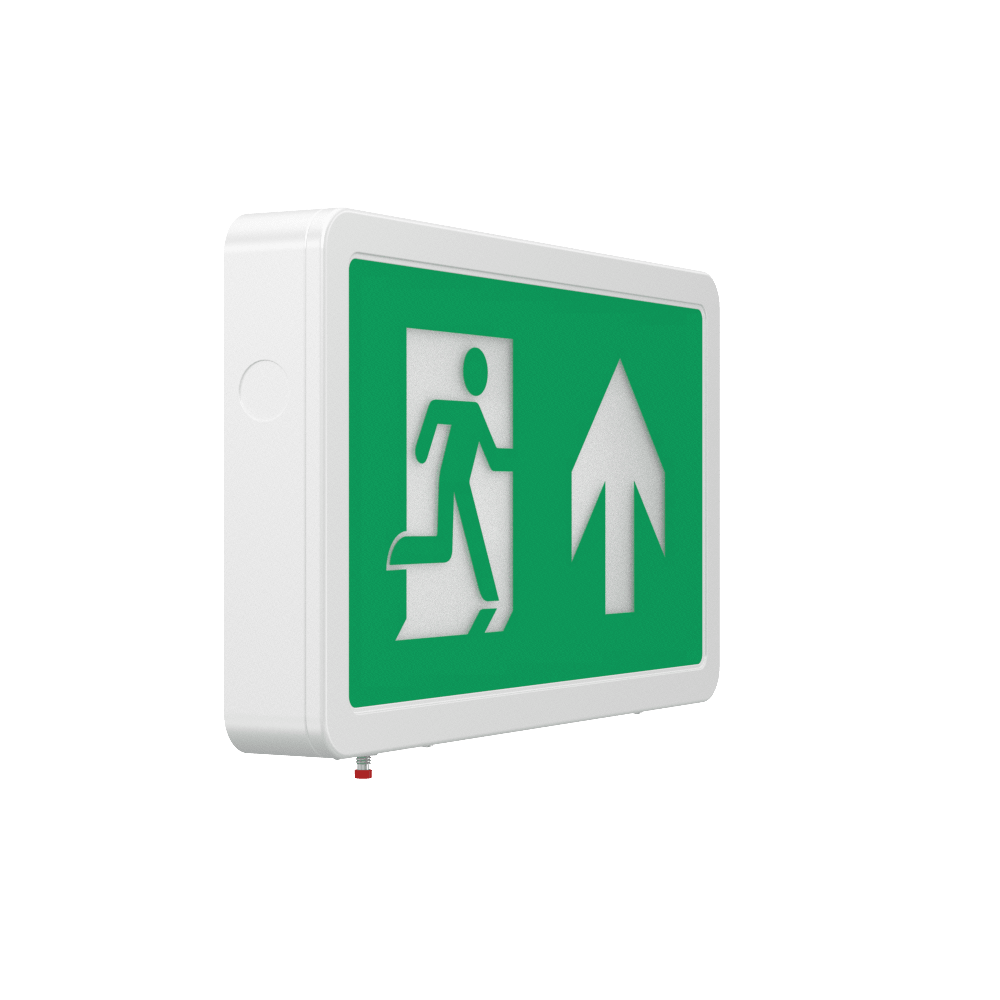 MAGNA Over Door Fire Exit Box Running Man Light | LED 4W 200lm | 6000K Daylight White | IP20 | 3hr Emergency Function | Down Arrow - LightHub Direct