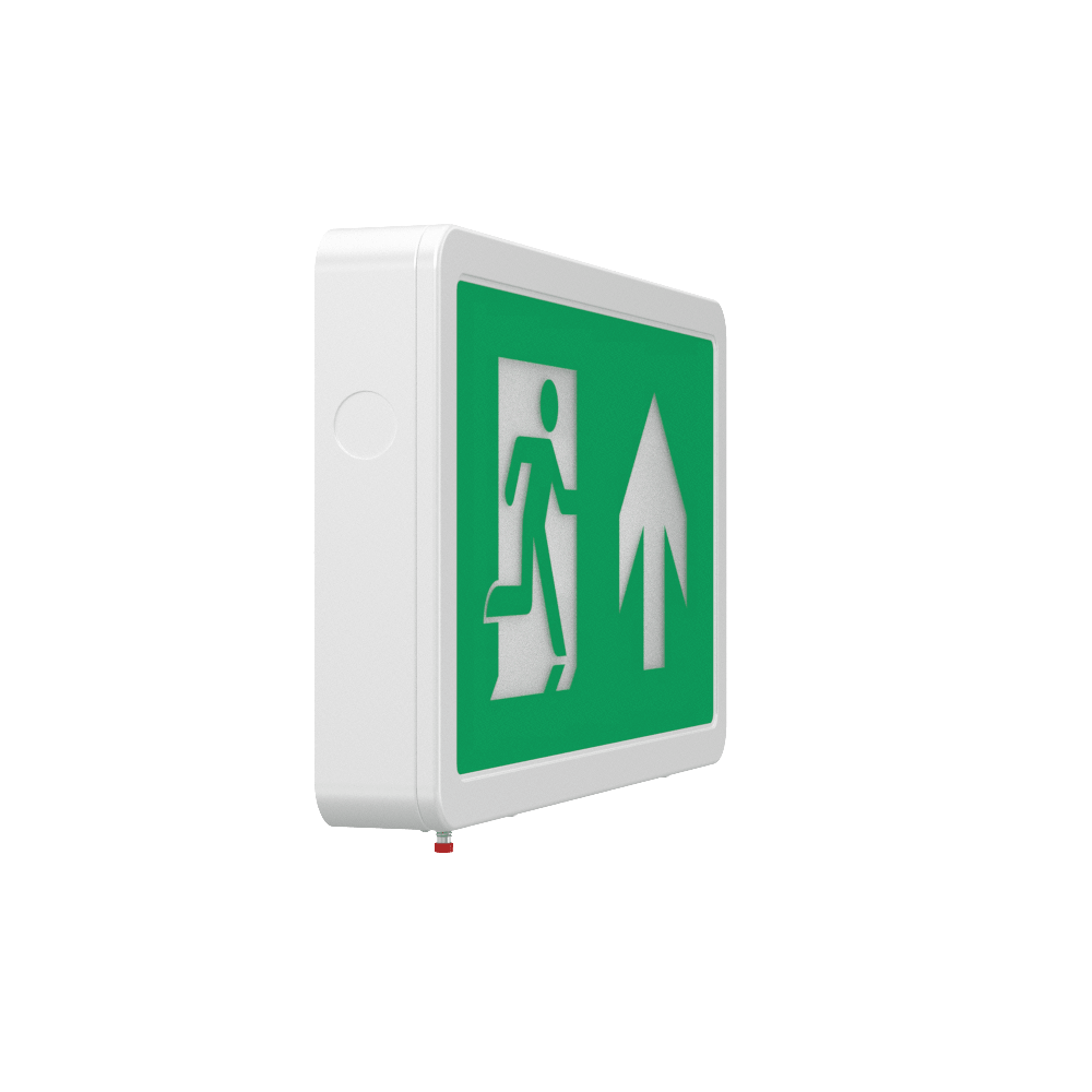 MAGNA Over Door Fire Exit Box Running Man Light | LED 4W 200lm | 6000K Daylight White | IP20 | 3hr Emergency Function | Down Arrow - LightHub Direct