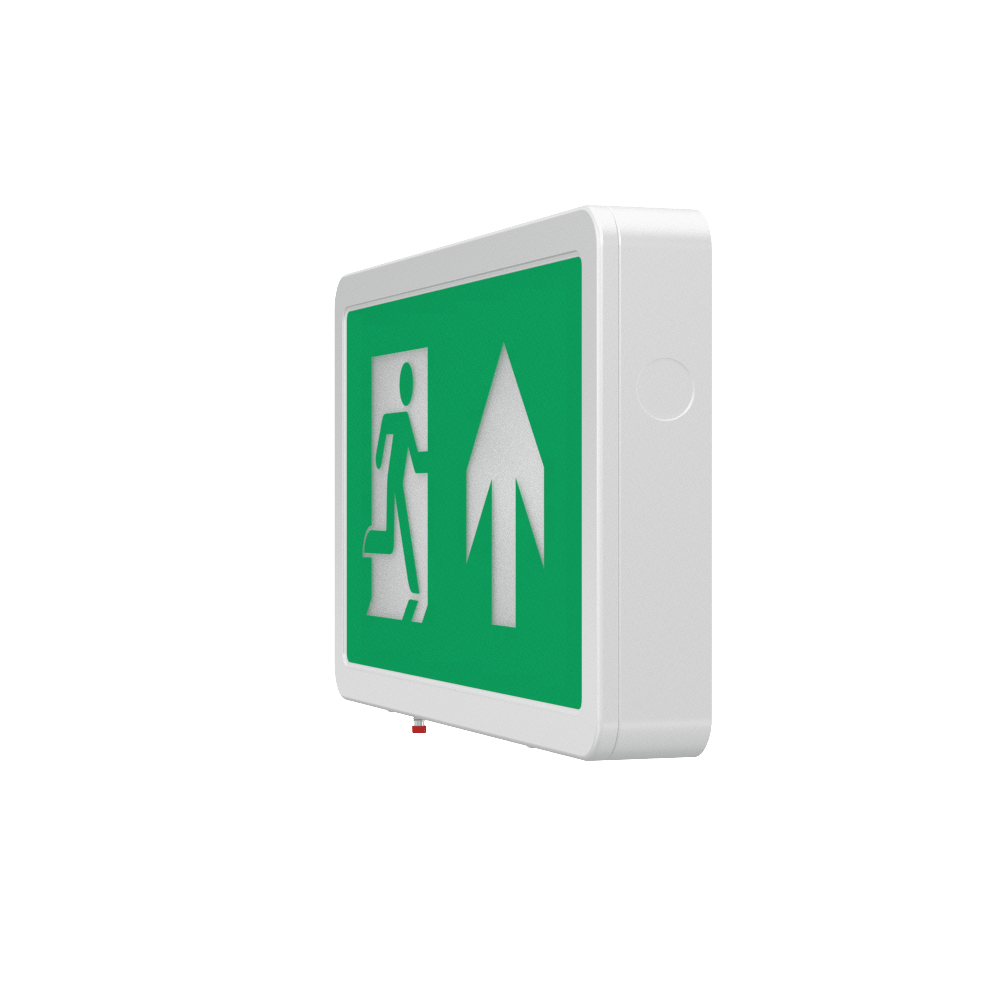 MAGNA Over Door Fire Exit Box Running Man Light | LED 4W 200lm | 6000K Daylight White | IP20 | 3hr Emergency Function | Down Arrow - LightHub Direct