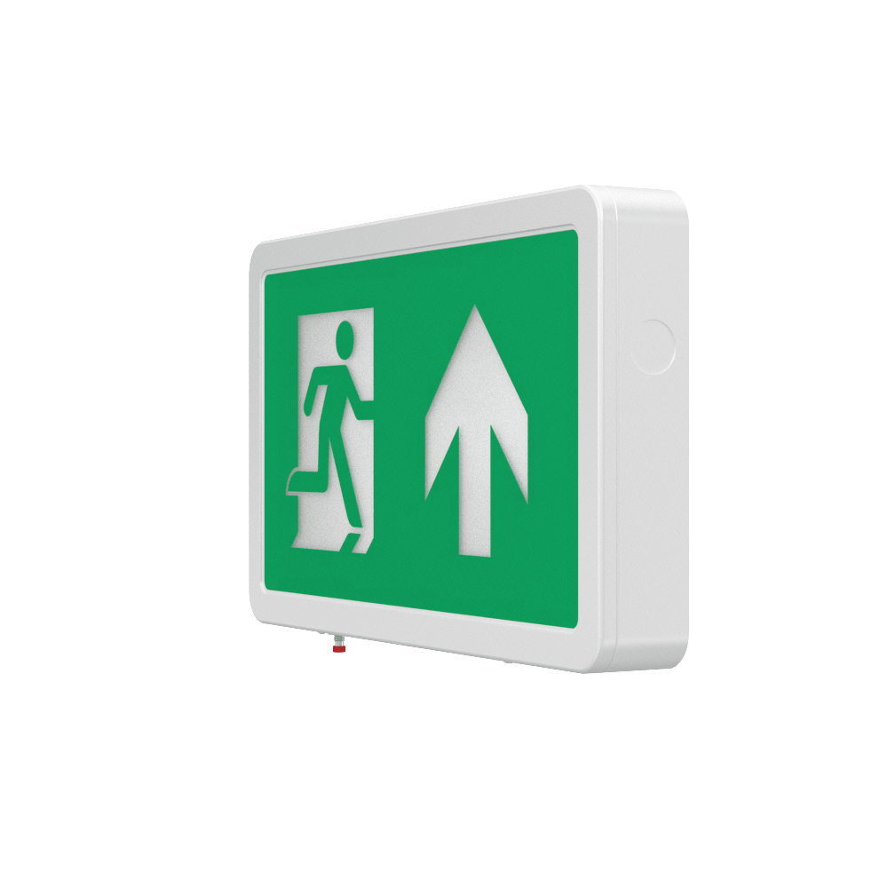 MAGNA Over Door Fire Exit Box Running Man Light | LED 4W 200lm | 6000K Daylight White | IP20 | 3hr Emergency Function | Down Arrow - LightHub Direct