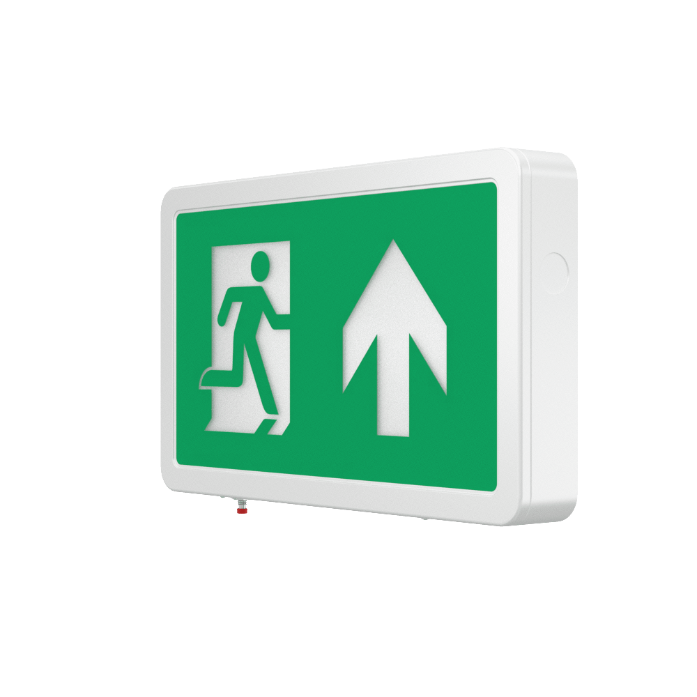 MAGNA Over Door Fire Exit Box Running Man Light | LED 4W 200lm | 6000K Daylight White | IP20 | 3hr Emergency Function | Down Arrow - LightHub Direct