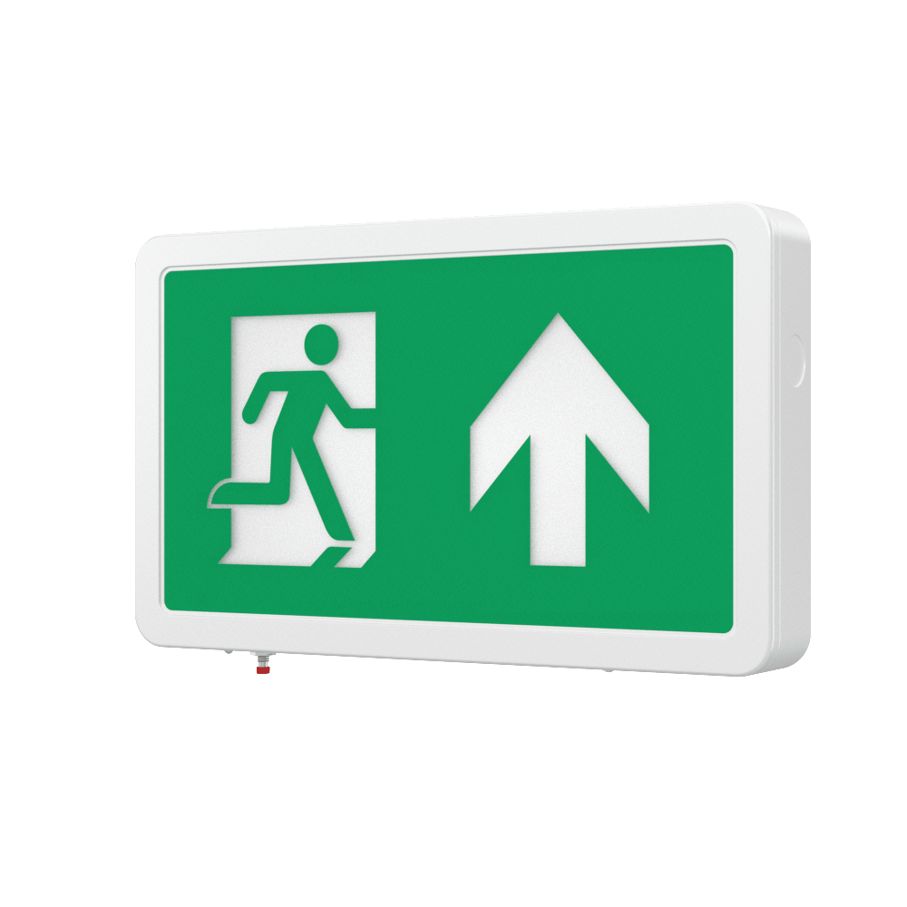 MAGNA Over Door Fire Exit Box Running Man Light | LED 4W 200lm | 6000K Daylight White | IP20 | 3hr Emergency Function | Down Arrow - LightHub Direct