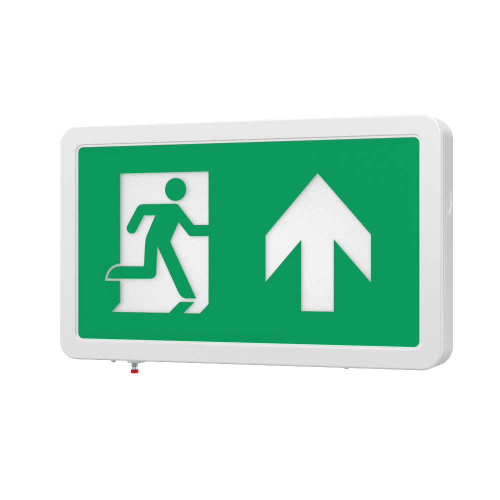 MAGNA Over Door Fire Exit Box Running Man Light | LED 4W 200lm | 6000K Daylight White | IP20 | 3hr Emergency Function | Down Arrow - LightHub Direct