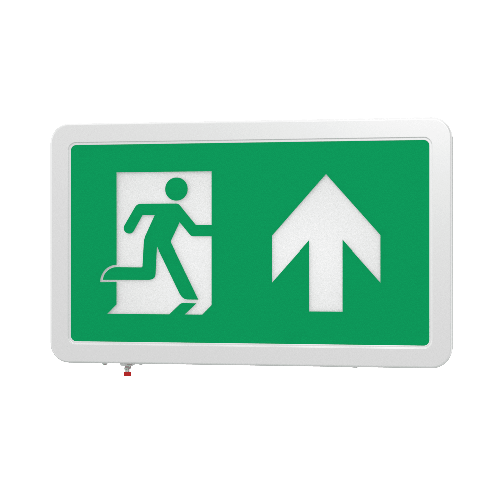 MAGNA Over Door Fire Exit Box Running Man Light | LED 4W 200lm | 6000K Daylight White | IP20 | 3hr Emergency Function | Down Arrow - LightHub Direct