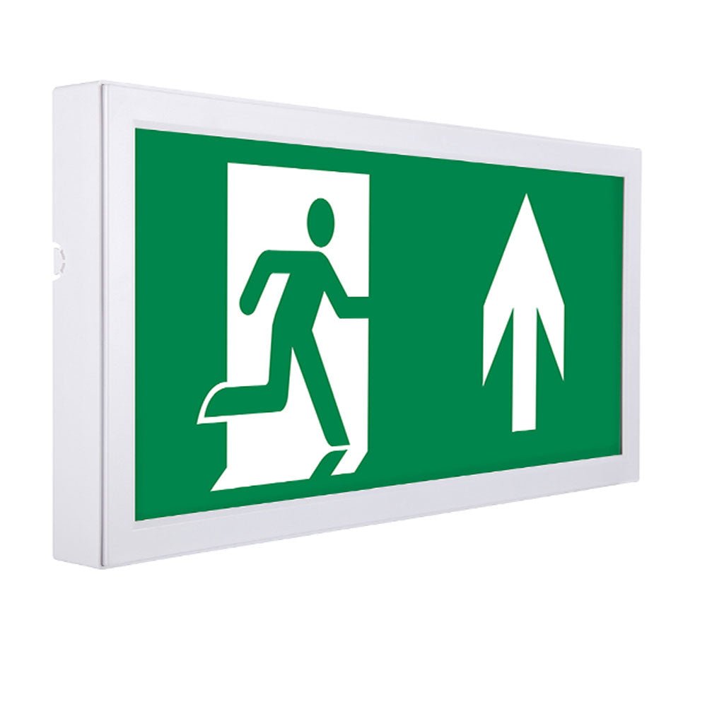 EDGE Slim Over Door Exit Box Running Man Light | LED 3W 200lm | 6000K Daylight White | IP20 | 3hr Emergency Function | UP, DOWN, LEFT & RIGHT Arrows - LightHub Direct