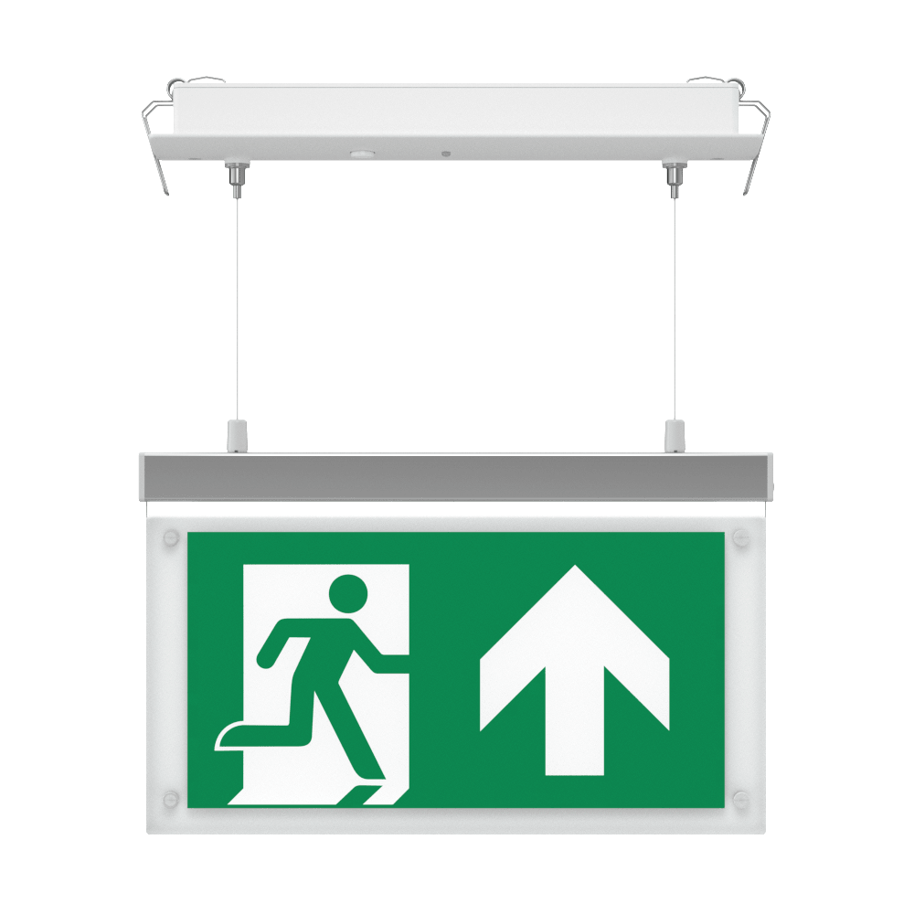 EDGE Suspended Recessed Ceiling Exit Running Man Sign Light | LED 3W 200lm | 6000K Daylight White | IP20 | 3hr Emergency Function - LightHub Direct