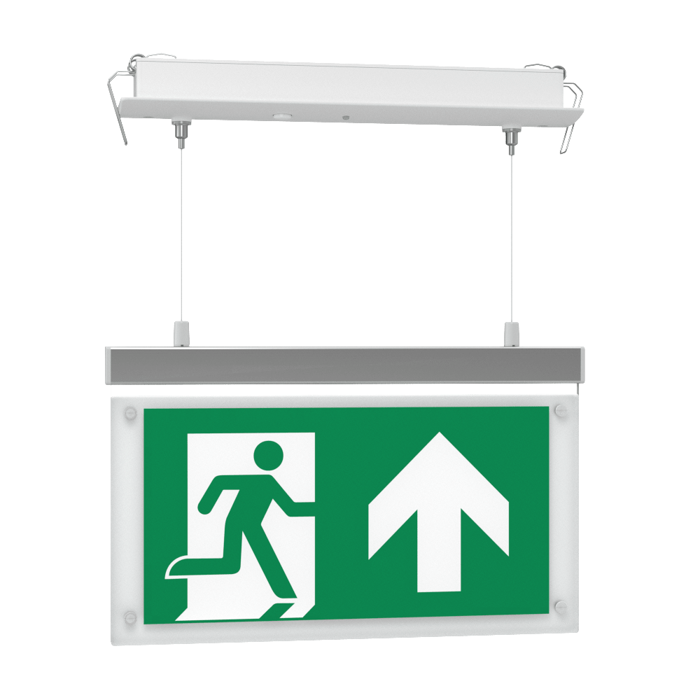 EDGE Suspended Recessed Ceiling Exit Running Man Sign Light | LED 3W 200lm | 6000K Daylight White | IP20 | 3hr Emergency Function - LightHub Direct