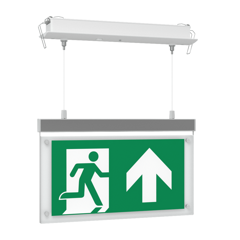 EDGE Suspended Recessed Ceiling Exit Running Man Sign Light | LED 3W 200lm | 6000K Daylight White | IP20 | 3hr Emergency Function - LightHub Direct