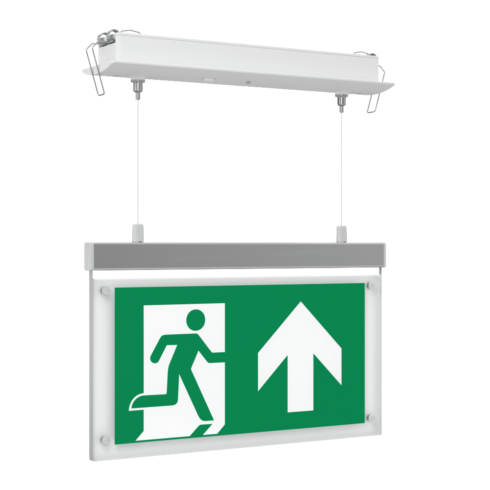 EDGE Suspended Recessed Ceiling Exit Running Man Sign Light | LED 3W 200lm | 6000K Daylight White | IP20 | 3hr Emergency Function - LightHub Direct