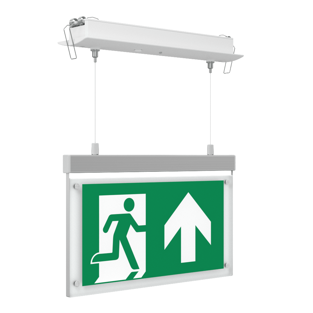 EDGE Suspended Recessed Ceiling Exit Running Man Sign Light | LED 3W 200lm | 6000K Daylight White | IP20 | 3hr Emergency Function - LightHub Direct