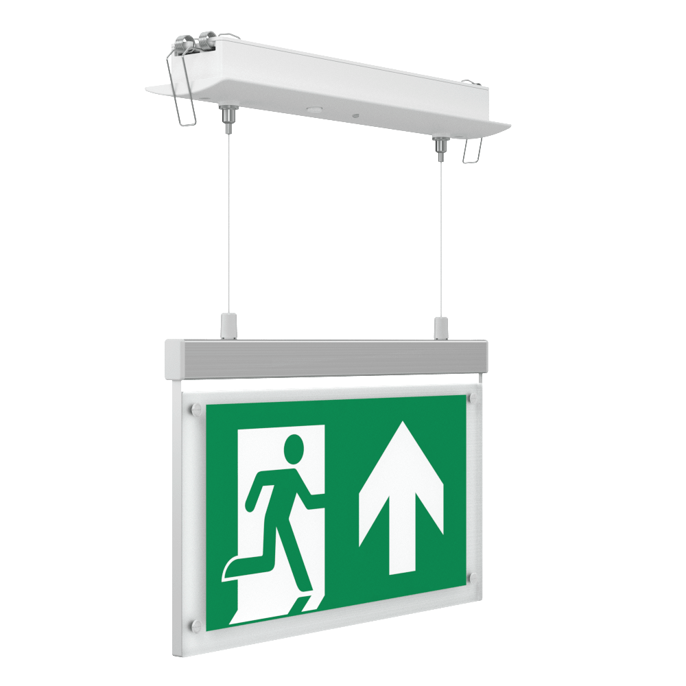 EDGE Suspended Recessed Ceiling Exit Running Man Sign Light | LED 3W 200lm | 6000K Daylight White | IP20 | 3hr Emergency Function - LightHub Direct