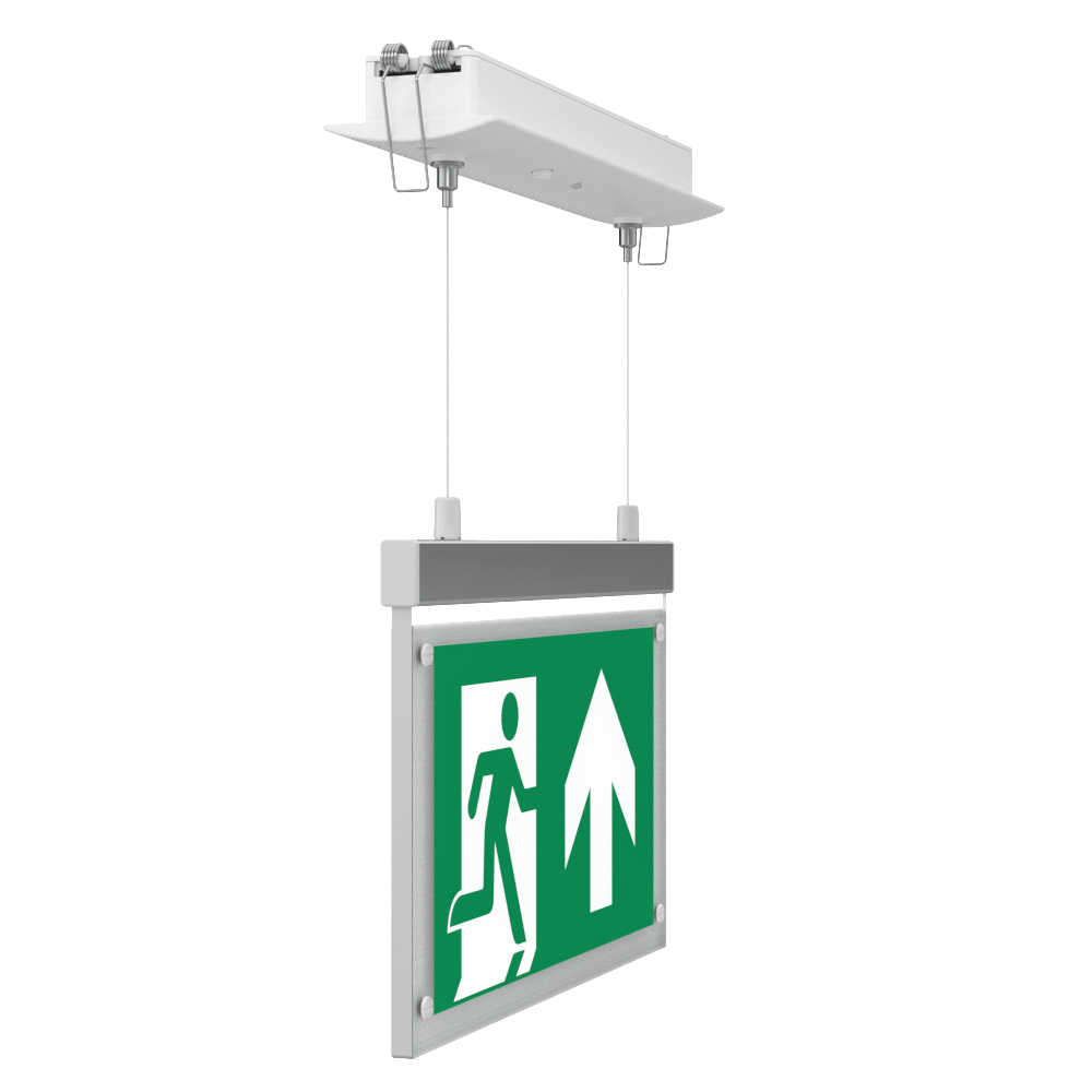 EDGE Suspended Recessed Ceiling Exit Running Man Sign Light | LED 3W 200lm | 6000K Daylight White | IP20 | 3hr Emergency Function - LightHub Direct