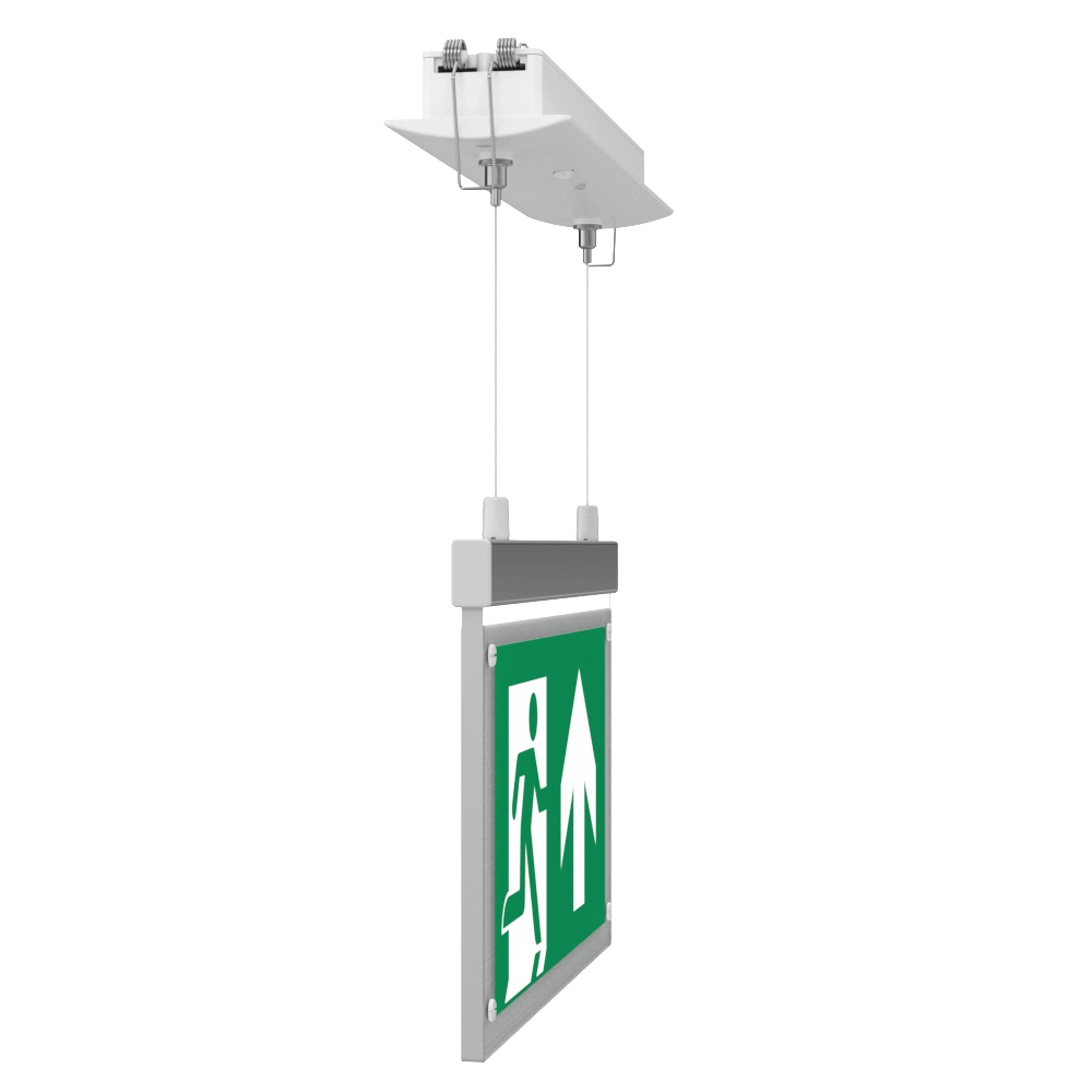 EDGE Suspended Recessed Ceiling Exit Running Man Sign Light | LED 3W 200lm | 6000K Daylight White | IP20 | 3hr Emergency Function - LightHub Direct