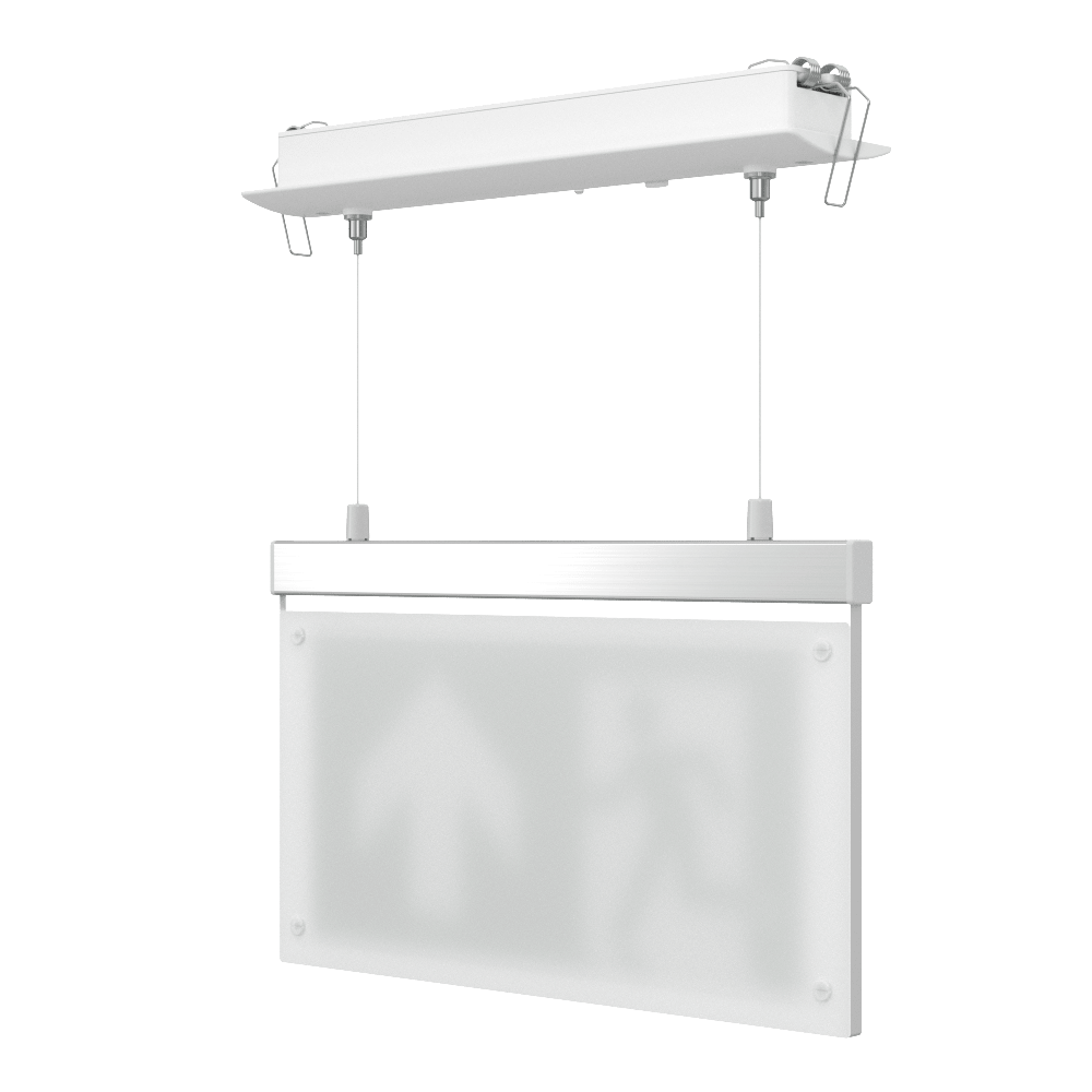 EDGE Suspended Recessed Ceiling Exit Running Man Sign Light | LED 3W 200lm | 6000K Daylight White | IP20 | 3hr Emergency Function - LightHub Direct