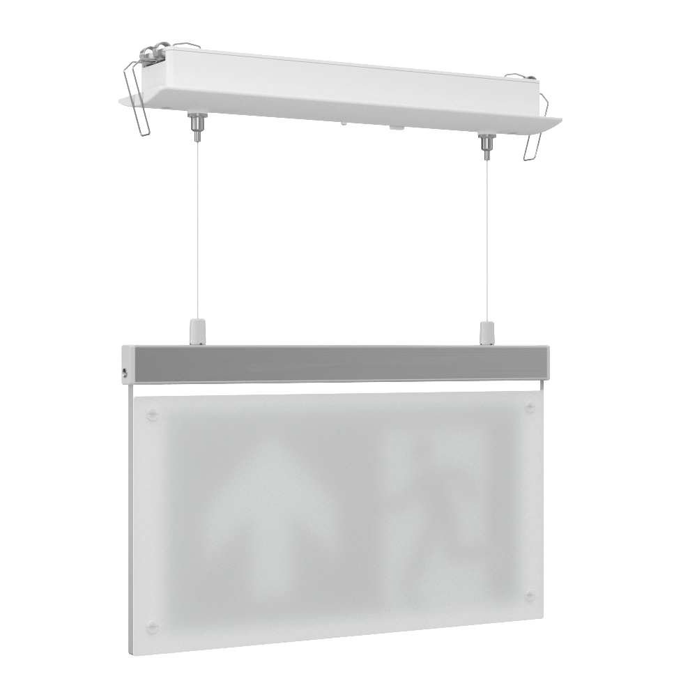 EDGE Suspended Recessed Ceiling Exit Running Man Sign Light | LED 3W 200lm | 6000K Daylight White | IP20 | 3hr Emergency Function - LightHub Direct