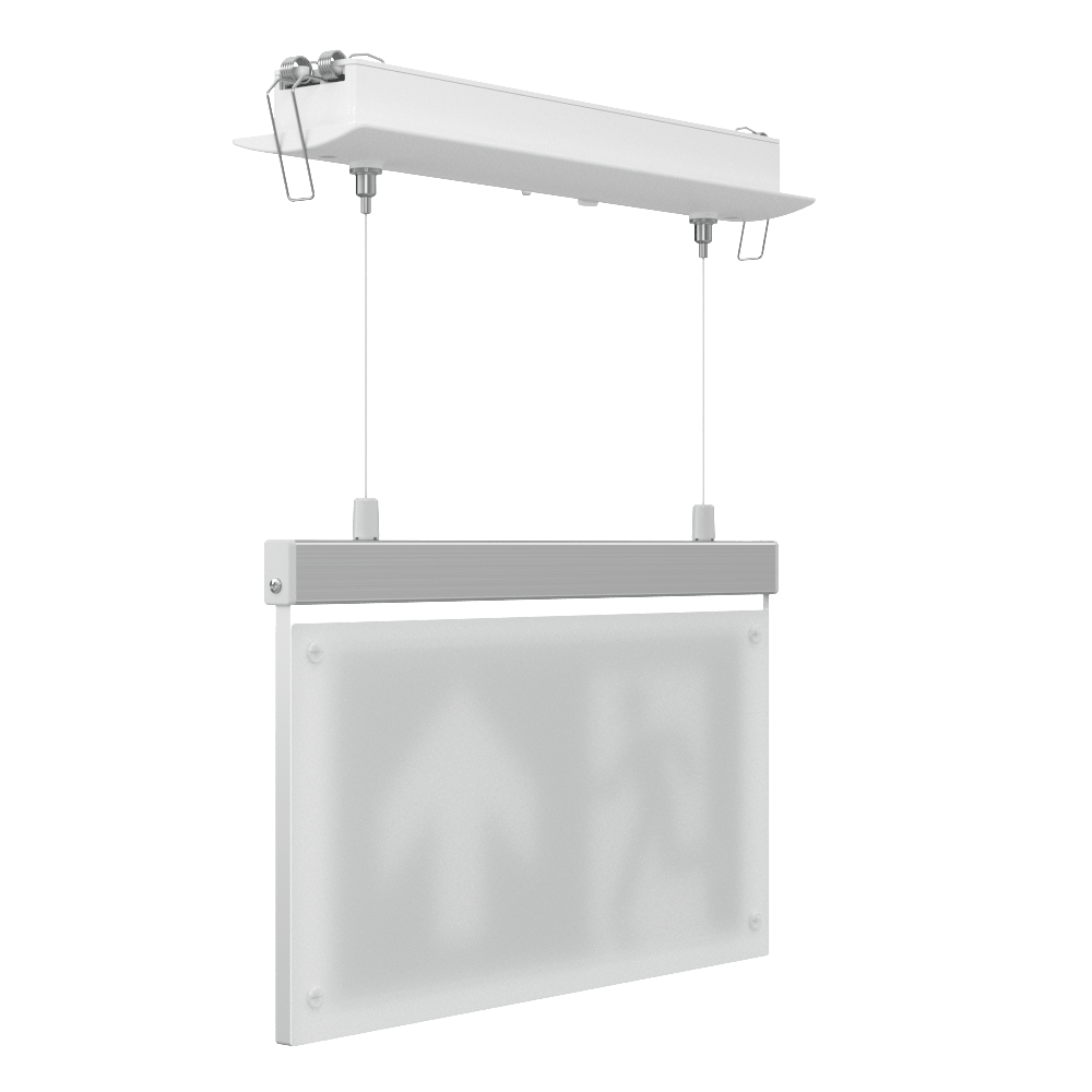 EDGE Suspended Recessed Ceiling Exit Running Man Sign Light | LED 3W 200lm | 6000K Daylight White | IP20 | 3hr Emergency Function - LightHub Direct