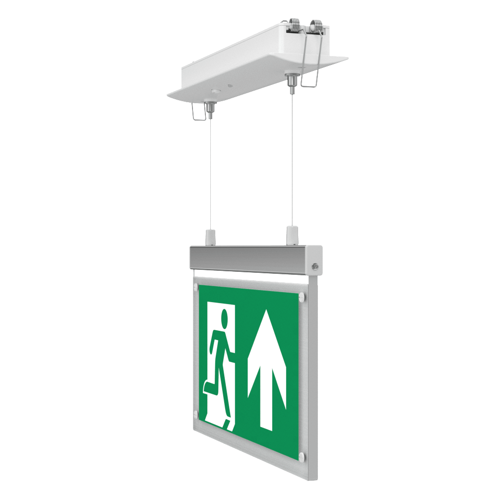 EDGE Suspended Recessed Ceiling Exit Running Man Sign Light | LED 3W 200lm | 6000K Daylight White | IP20 | 3hr Emergency Function - LightHub Direct
