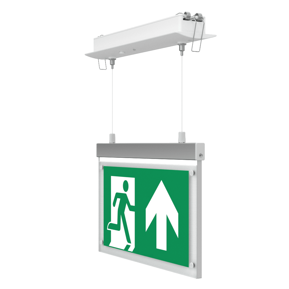 EDGE Suspended Recessed Ceiling Exit Running Man Sign Light | LED 3W 200lm | 6000K Daylight White | IP20 | 3hr Emergency Function - LightHub Direct
