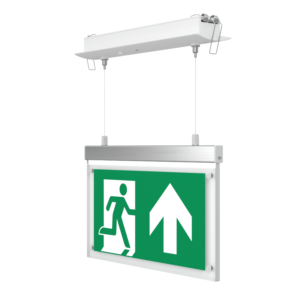 EDGE Suspended Recessed Ceiling Exit Running Man Sign Light | LED 3W 200lm | 6000K Daylight White | IP20 | 3hr Emergency Function - LightHub Direct