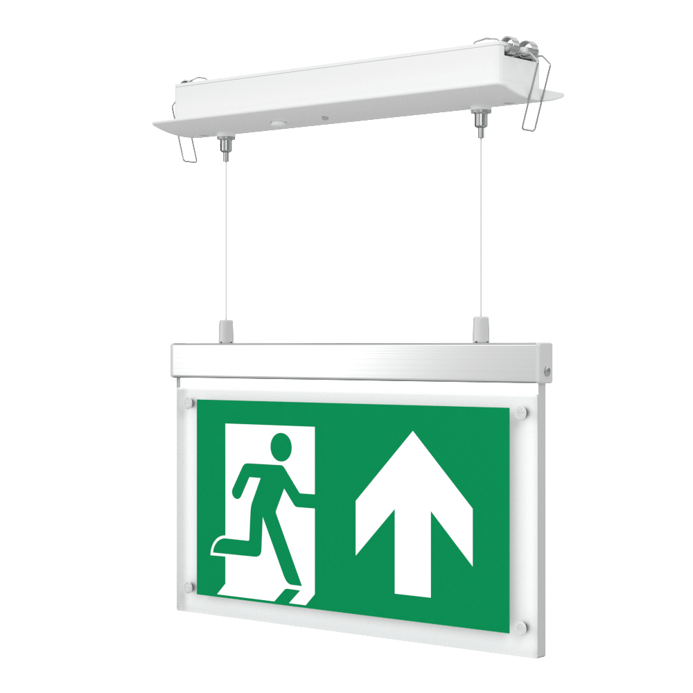 EDGE Suspended Recessed Ceiling Exit Running Man Sign Light | LED 3W 200lm | 6000K Daylight White | IP20 | 3hr Emergency Function - LightHub Direct