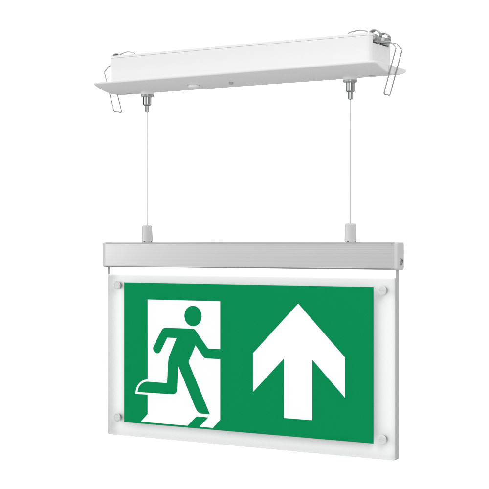 EDGE Suspended Recessed Ceiling Exit Running Man Sign Light | LED 3W 200lm | 6000K Daylight White | IP20 | 3hr Emergency Function